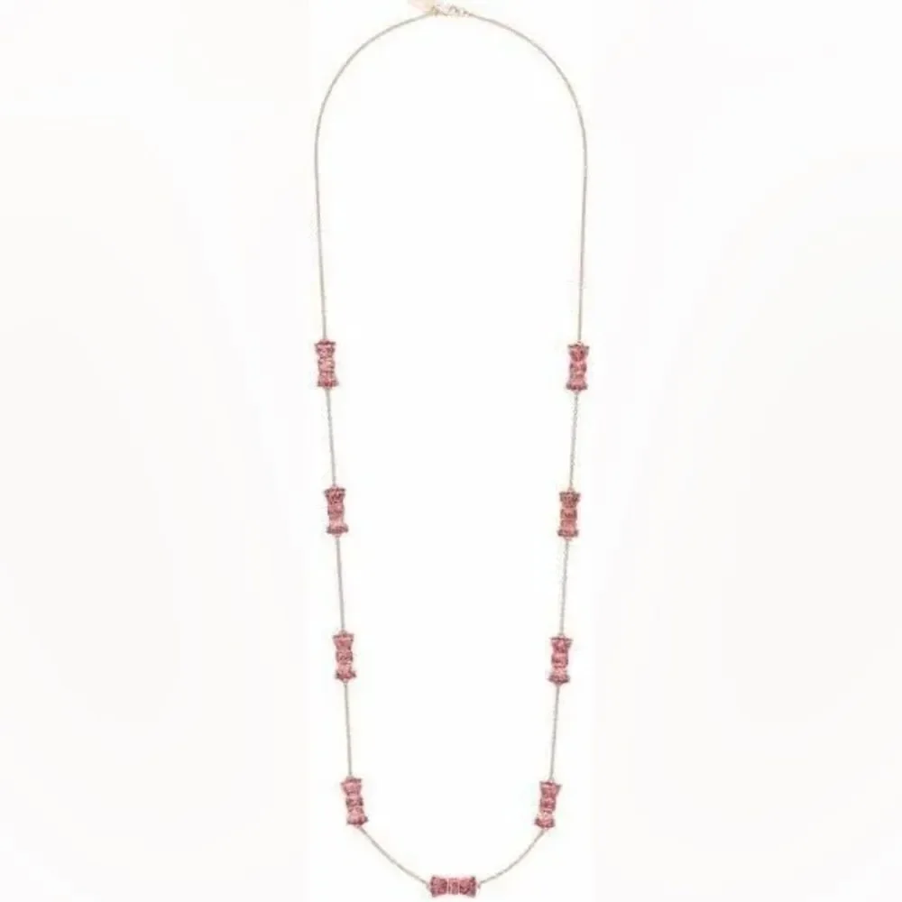Kate spade take a bow sparkly pink statement long necklace